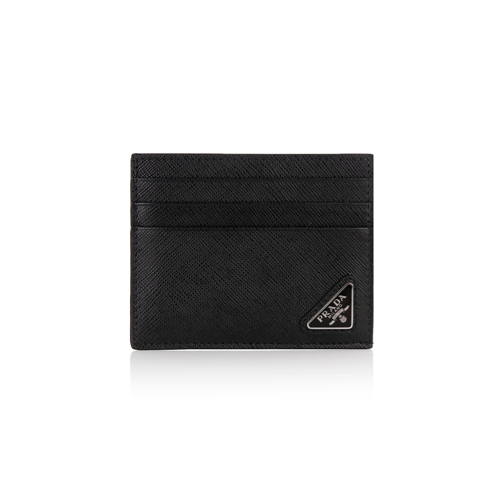 21F/W 프라다 사피아노 트라이앵글 로고 블랙 카드지갑
