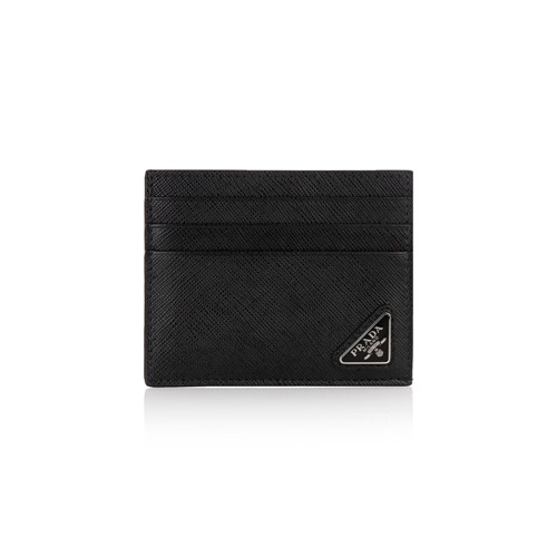 22S/S 프라다 사피아노 트라이앵글 로고 블랙 카드지갑